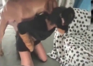 Dog cums right in her tight cunt